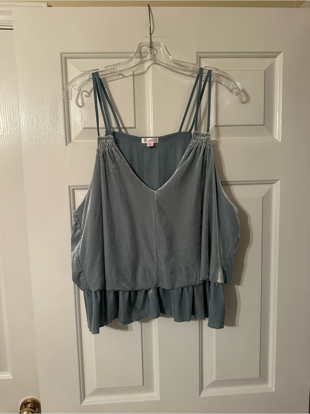 Xhilaration Dusty Blue Velvet Ruffle Cami Tank